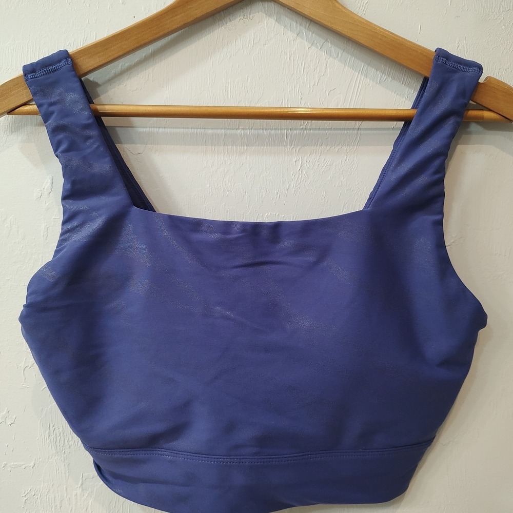 Calia Women Purple Sports Bra Sz Medium Athletic Wireless Wide Band Strap Animal